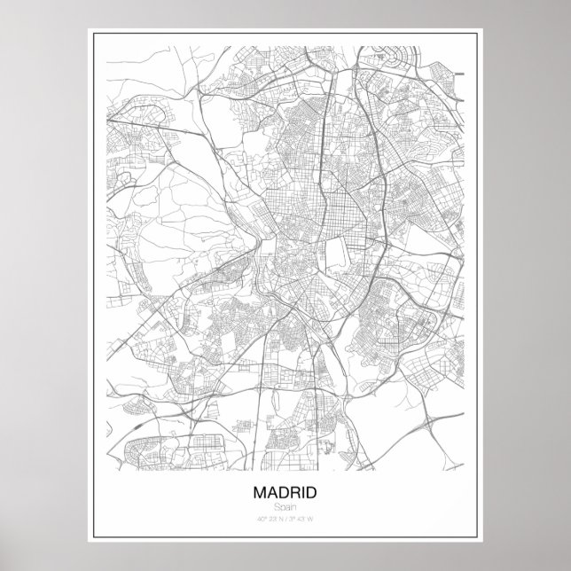 Madrid, Spain Minimalist Map Poster (Front)