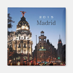 Madrid Spain Nighttime Scene Magnet Change Year