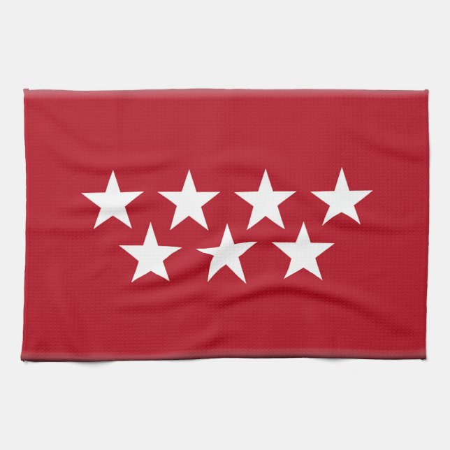 Madrid Spain (Regional) Flag Kitchen Towel (Horizontal)