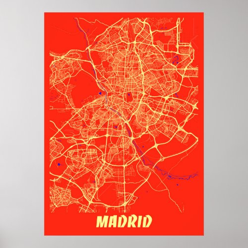 Madrid _ Spain Retro City Map Poster