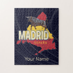 Madrid Spain Retro Region Map Vintage Bull Jigsaw Puzzle