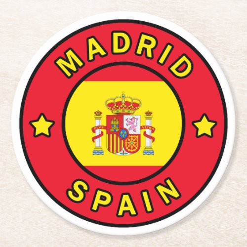 Madrid Spain Round Paper Coaster