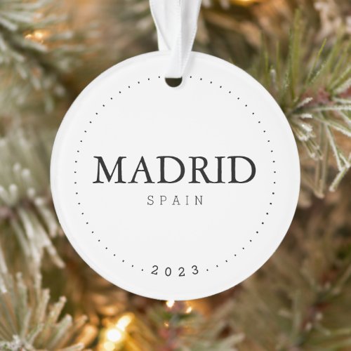 Madrid Spain Simple International Travel Custom Ornament