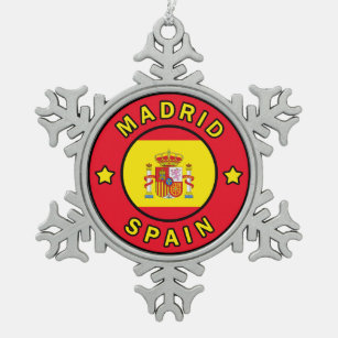 Madrid Spain Snowflake Pewter Christmas Ornament