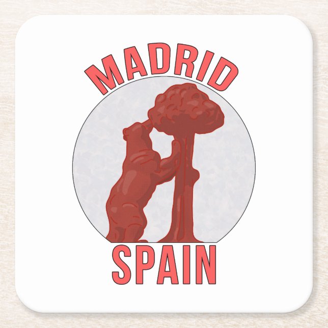 Madrid Spain Square Paper Coaster (Front)