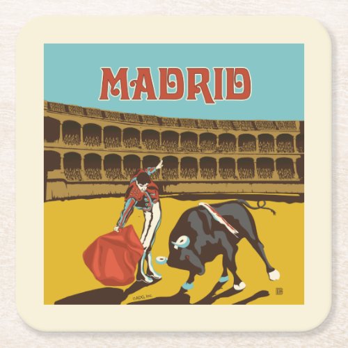 Madrid Spain Square Paper Coaster