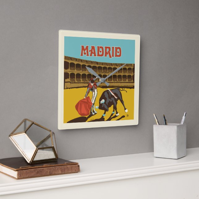 Madrid, Spain Square Wall Clock (Office)