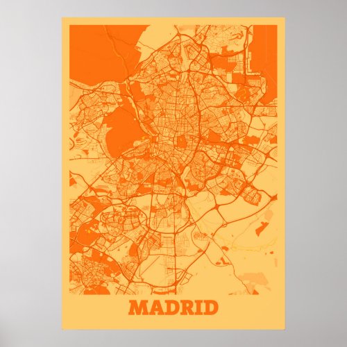 Madrid _ Spain Sunset City Map Poster