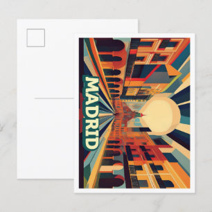 Madrid Spain Travel artistic colorful Postcard