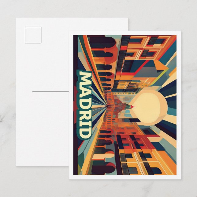 Madrid Spain Travel artistic colorful Postcard (Front/Back)