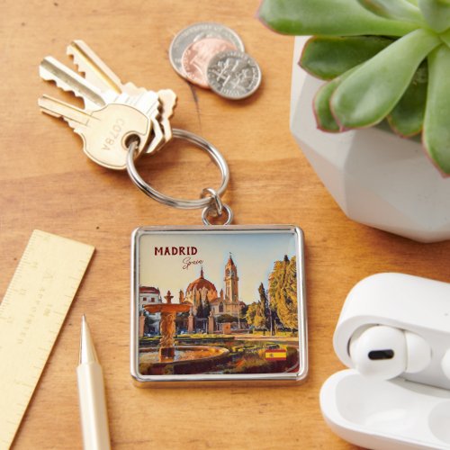 Madrid Spain Travel landscape souvenir Keychain