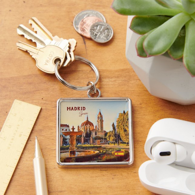 Madrid Spain Travel landscape souvenir Keychain (Desk)