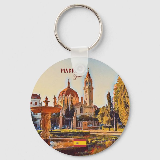 Madrid Spain Travel landscape souvenir Keychain (Front)