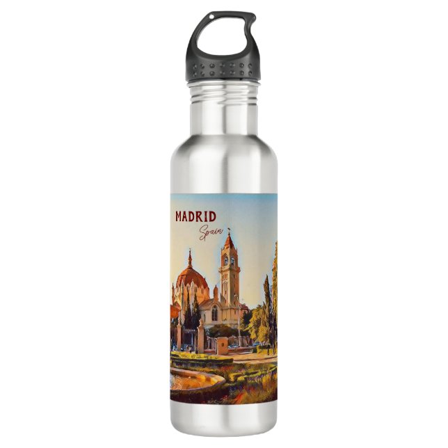 Madrid Spain Travel landscape souvenir Stainless Steel Water Bottle (Front)