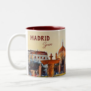 Madrid Spain Travel landscape souvenir Two-Tone Coffee Mug
