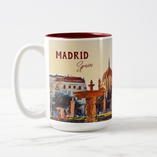 Madrid Spain Travel landscape souvenir Two_Tone Coffee Mug