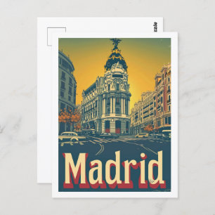 Madrid Spain Vintage Famous Travel Place Postcard