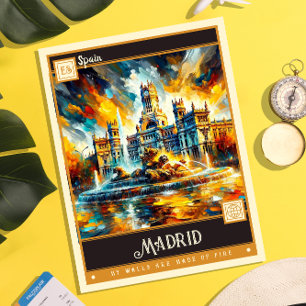 Madrid, Spain Vintage Painting Postcard