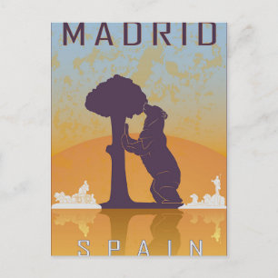 Madrid Spain vintage travel Bear Postcard