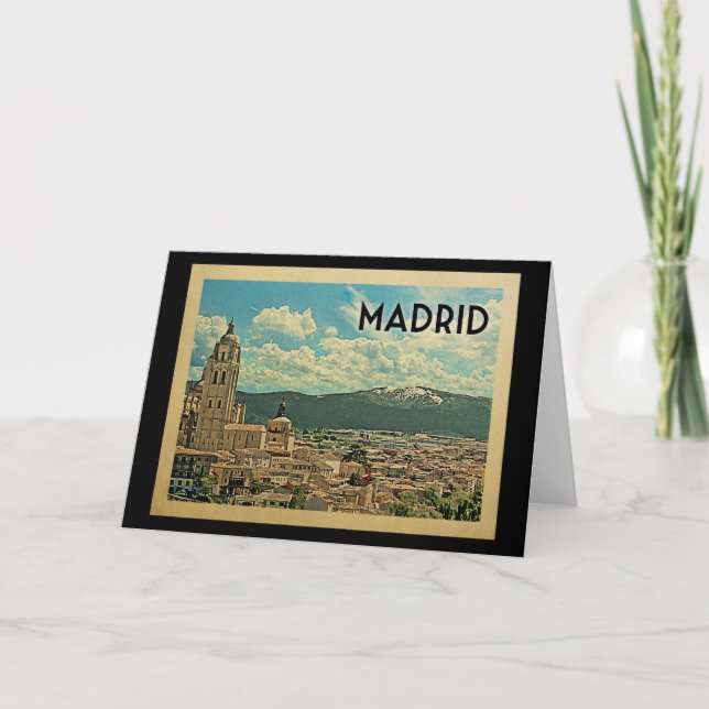 Madrid Spain Vintage Travel Card (Front)