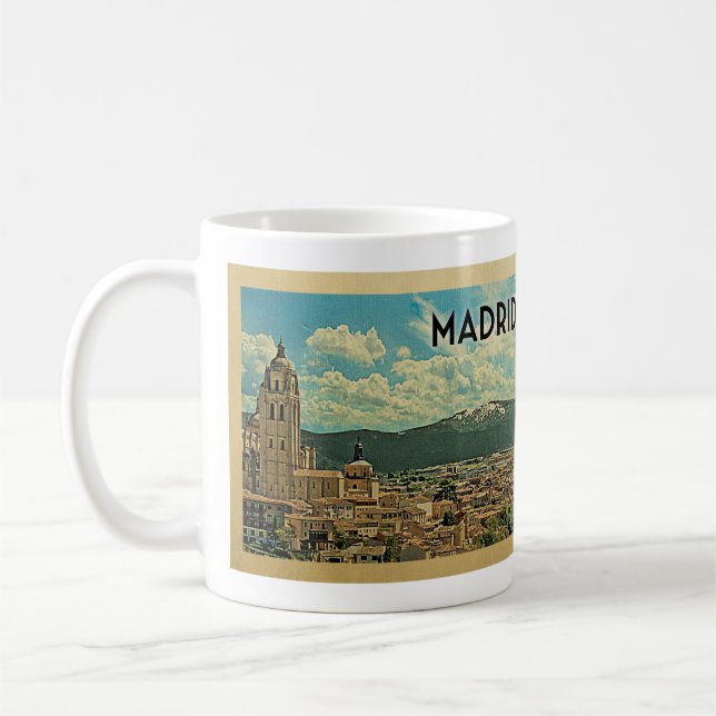 Madrid Spain Vintage Travel Coffee Mug (Left)