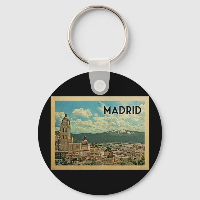 Madrid Spain Vintage Travel Keychain (Front)