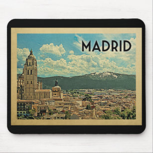 Madrid Spain Vintage Travel Mouse Pad