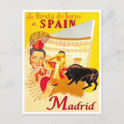Madrid Spain vintage travel Postcard