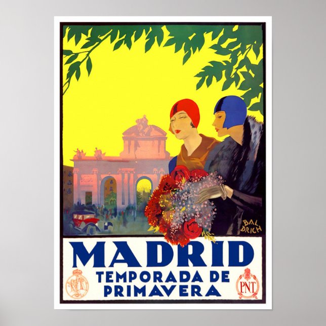 Madrid Spain vintage travel Poster (Front)