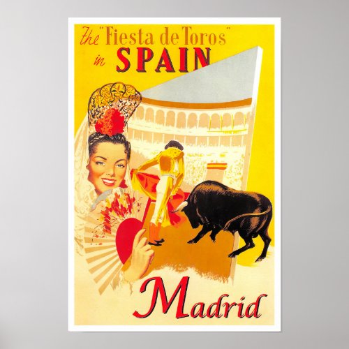 Madrid Spain vintage travel Poster