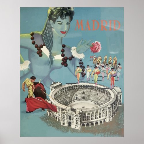 Madrid Spain Vintage Travel Poster