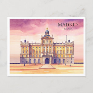 Madrid Spain Watercolor Cityscape Travel Postcard
