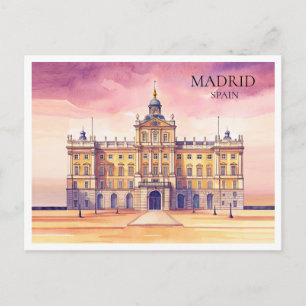 Madrid Spain Watercolor Cityscape Travel Postcard