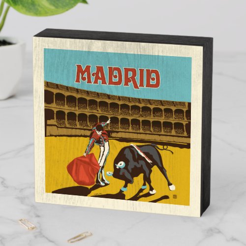 Madrid Spain Wooden Box Sign