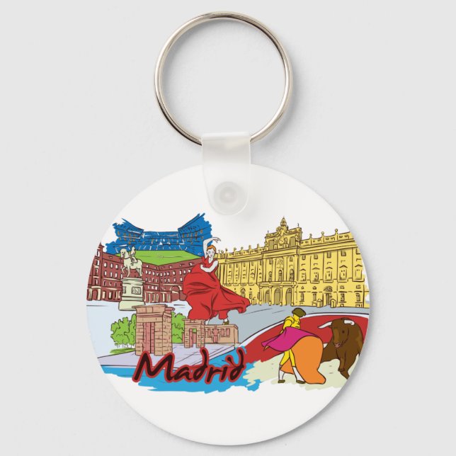Madrid, Spain World Famous City Keychain (Front)