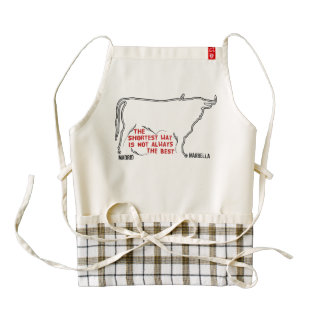 Madrid to Marbella route draws cow outline Zazzle HEART Apron