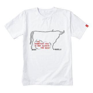 Madrid to Marbella route draws cow outline Zazzle HEART T-Shirt