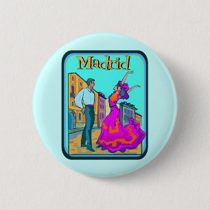Madrid Travel Poster Pinback Button