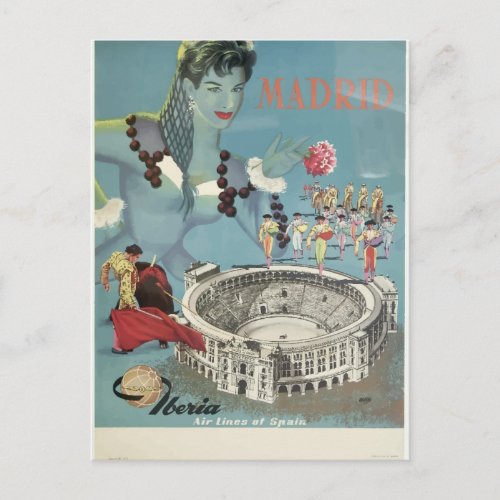 madrid vintage travel postcard