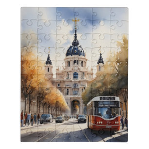 Madrid watercolor art jigsaw puzzle