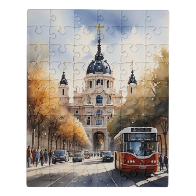 Madrid watercolor art jigsaw puzzle (Puzzle Vertical)