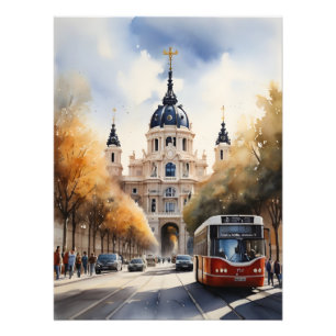 Madrid watercolor art photo print