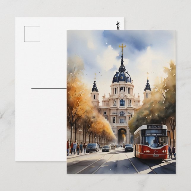 Madrid watercolor art postcard (Front/Back)