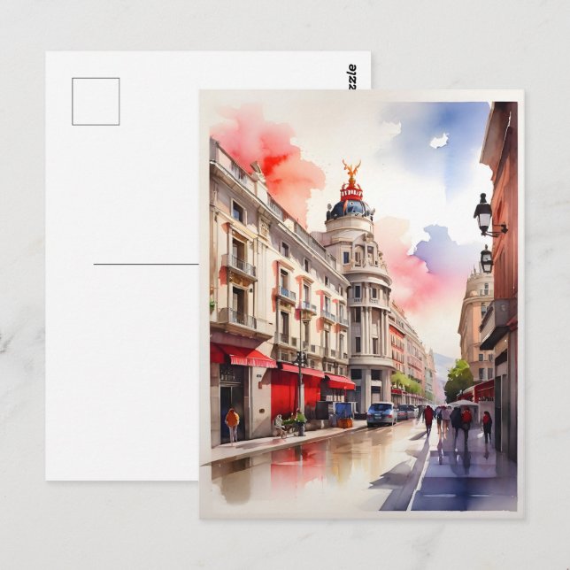 Madrid watercolor art postcard (Front/Back)