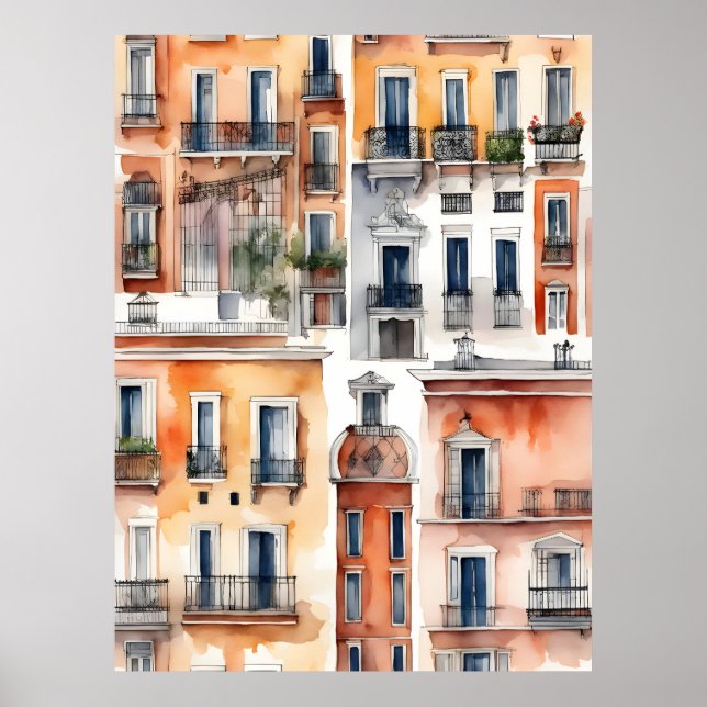 Madrid watercolor art poster (Front)