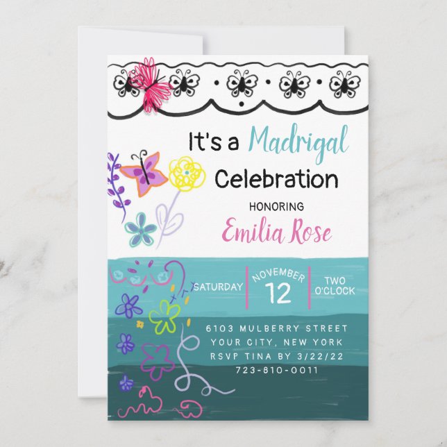 Madrigal Celebration Birthday Invitation (Front)