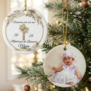 Madrina Godmother Spanish Baptism personalized Ceramic Ornament