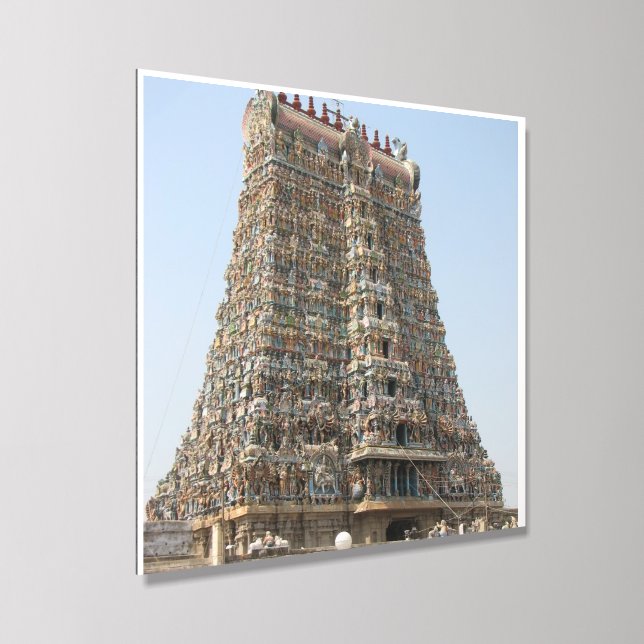 Madurai Meenakshi Amman Temple, Gopuram Acrylic Photo Tile (Angled)