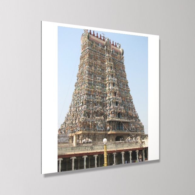 Madurai Meenakshi Amman Temple, Gopuram Acrylic Photo Tile (Angled)