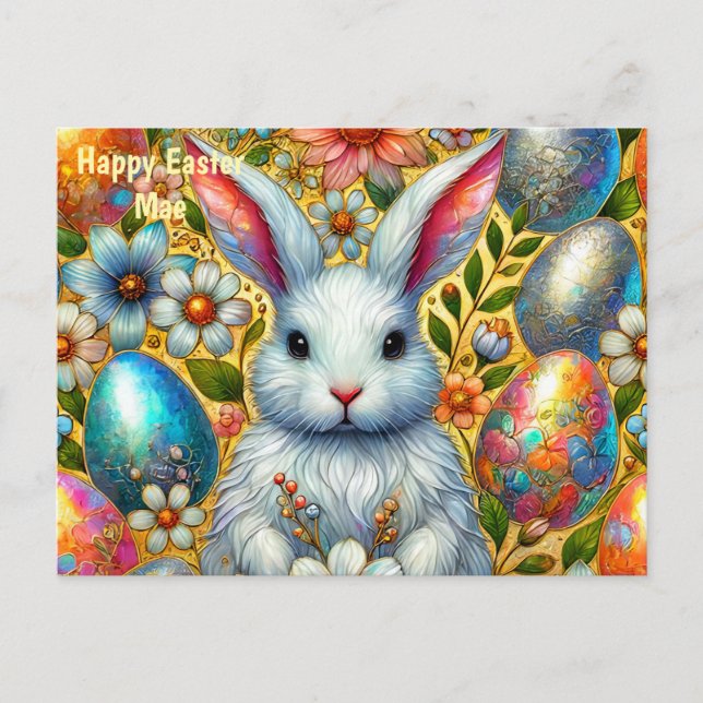 MAE ~ HAPPY EASTER BUNNY GREETING ~  HOLIDAY POSTCARD (Front)